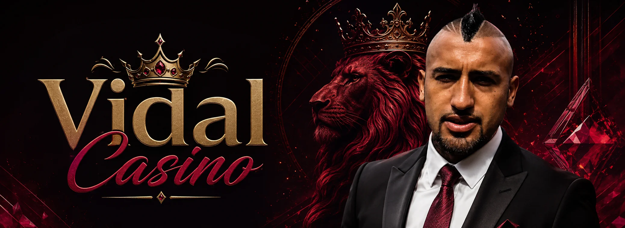 Vidal Casino Chile, casino oficial de Arturo Vidal, con corona dorada y mesas de casino en vivo en CLP